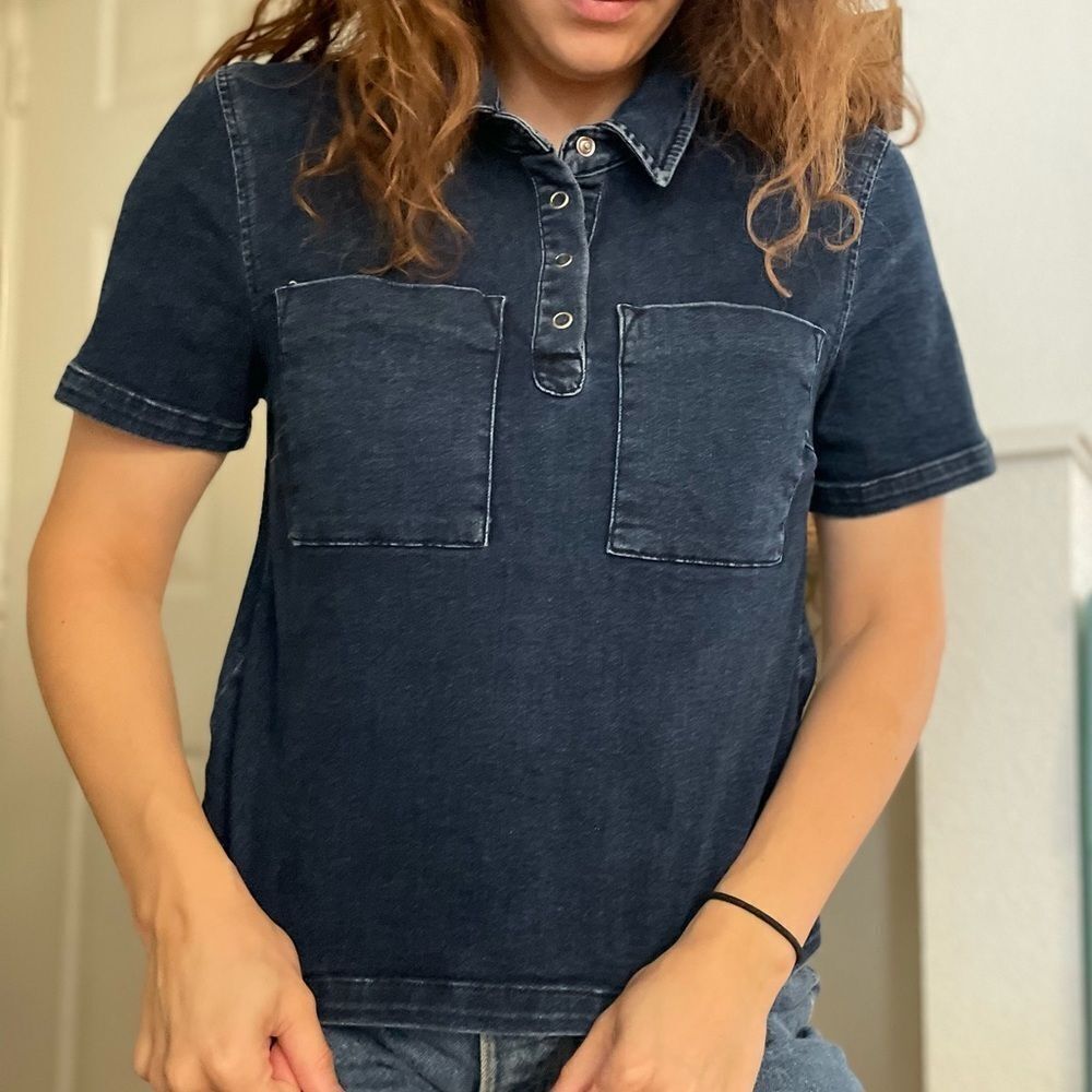 ASOS Denim Polo TShirt  with front pockets size‎ 4